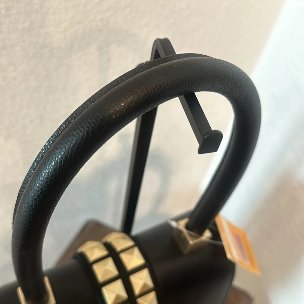 Authentic!Valentino By Mario Valentino Black Arletty Rockstud Leather Saddle New - Picture 12 of 12